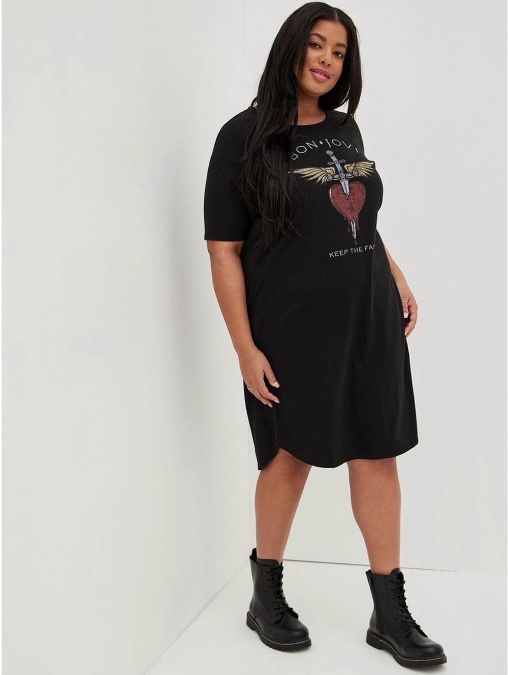 Torrid Bon Jovi Keep The Faith Graphic T-Shirt Dress Plus Size 4X NWT